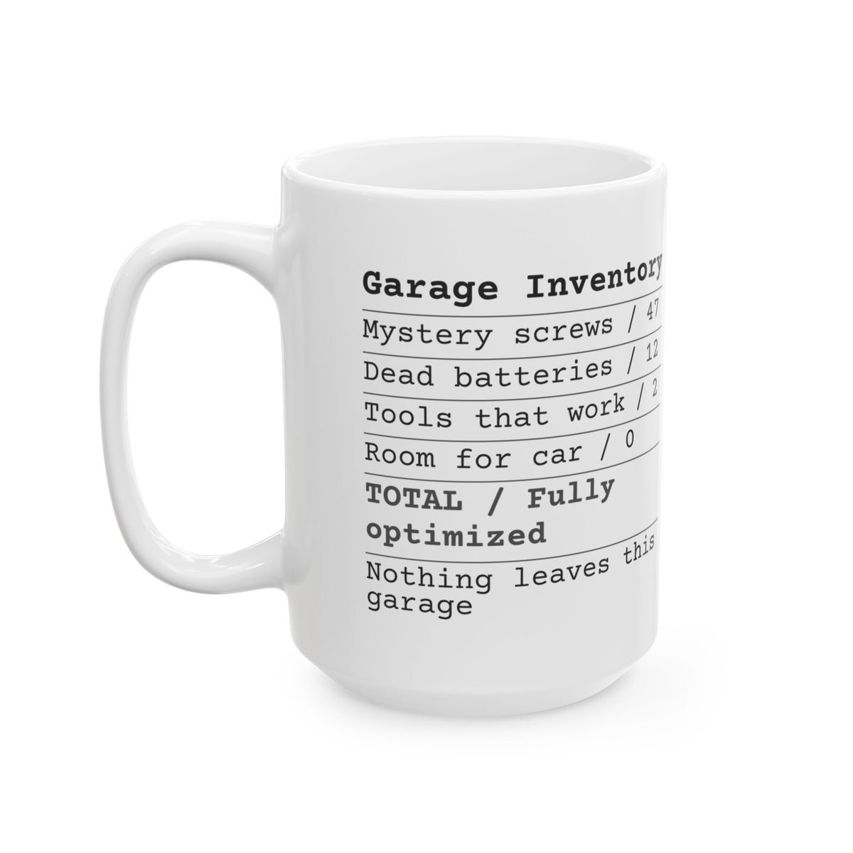 Garage Inventory Receipt Coffee Mug Fully Optimized For Dad