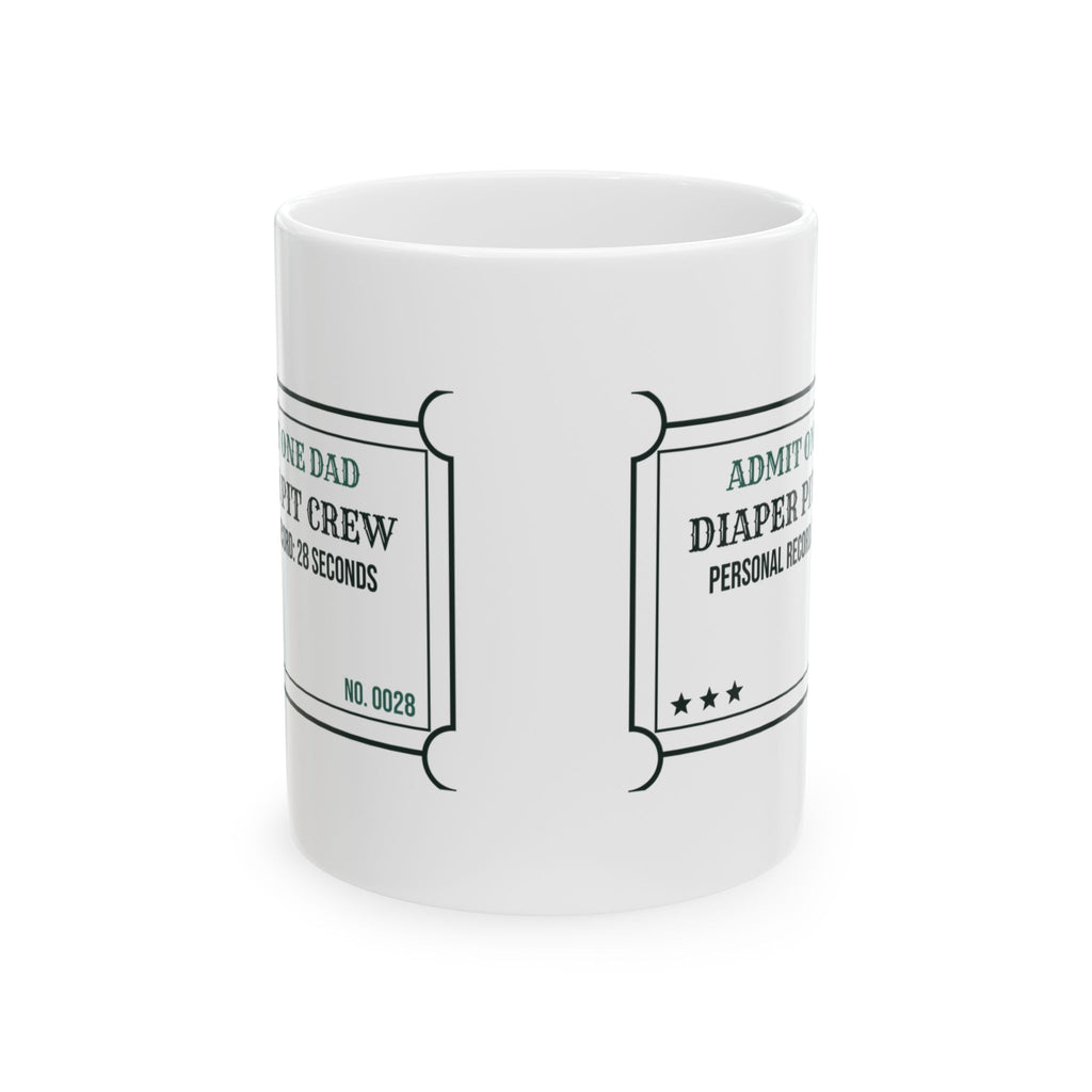 Funny New Dad Coffee Mug Diaper Pit Crew Ticket For New Dads