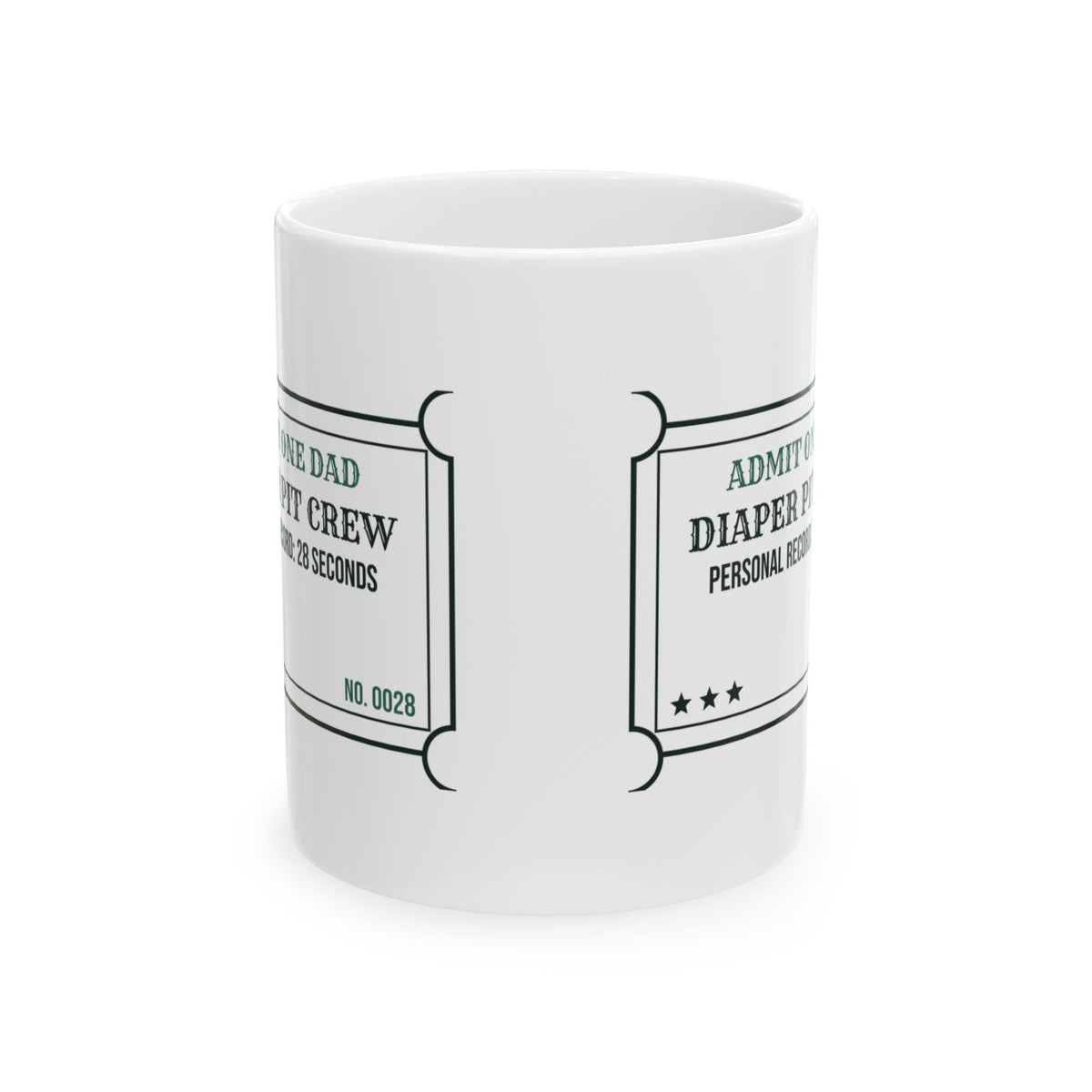 Funny New Dad Coffee Mug Diaper Pit Crew Ticket For New Dads