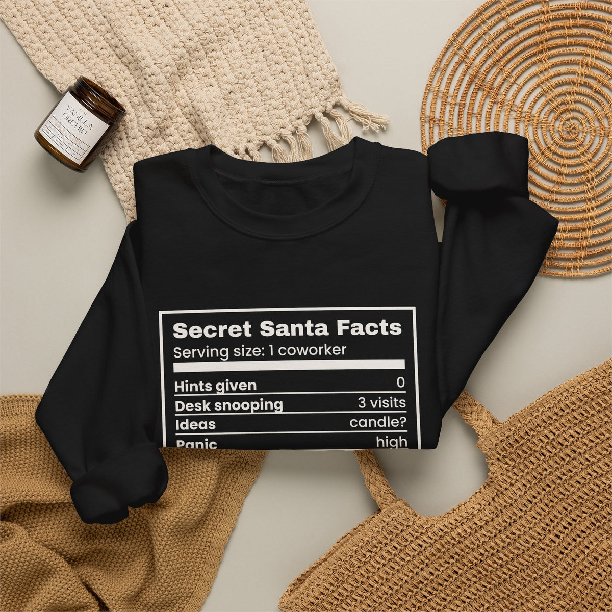Funny Christmas Coworker Sweatshirt Secret Santa Facts Label