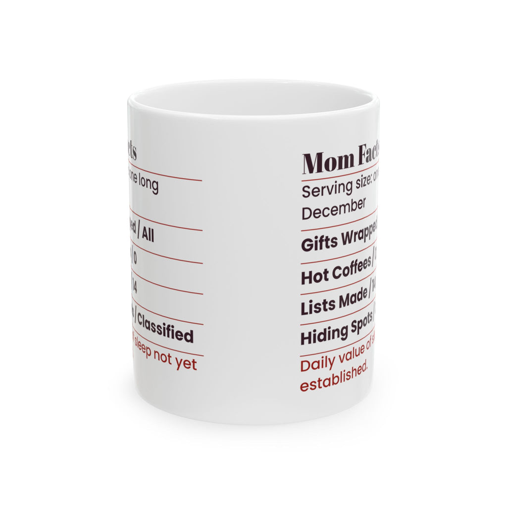 Funny Mom Christmas Coffee Mug Mom Facts Nutrition Label