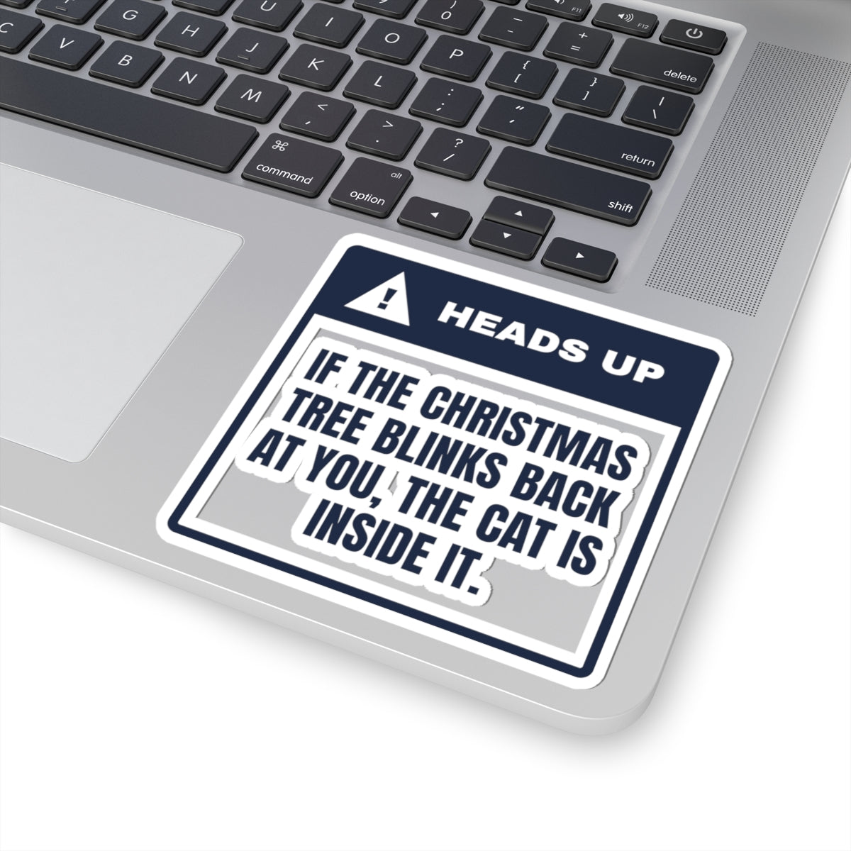 Funny Christmas Sticker Tree Blinks Back Cat Warning For Cat Owners