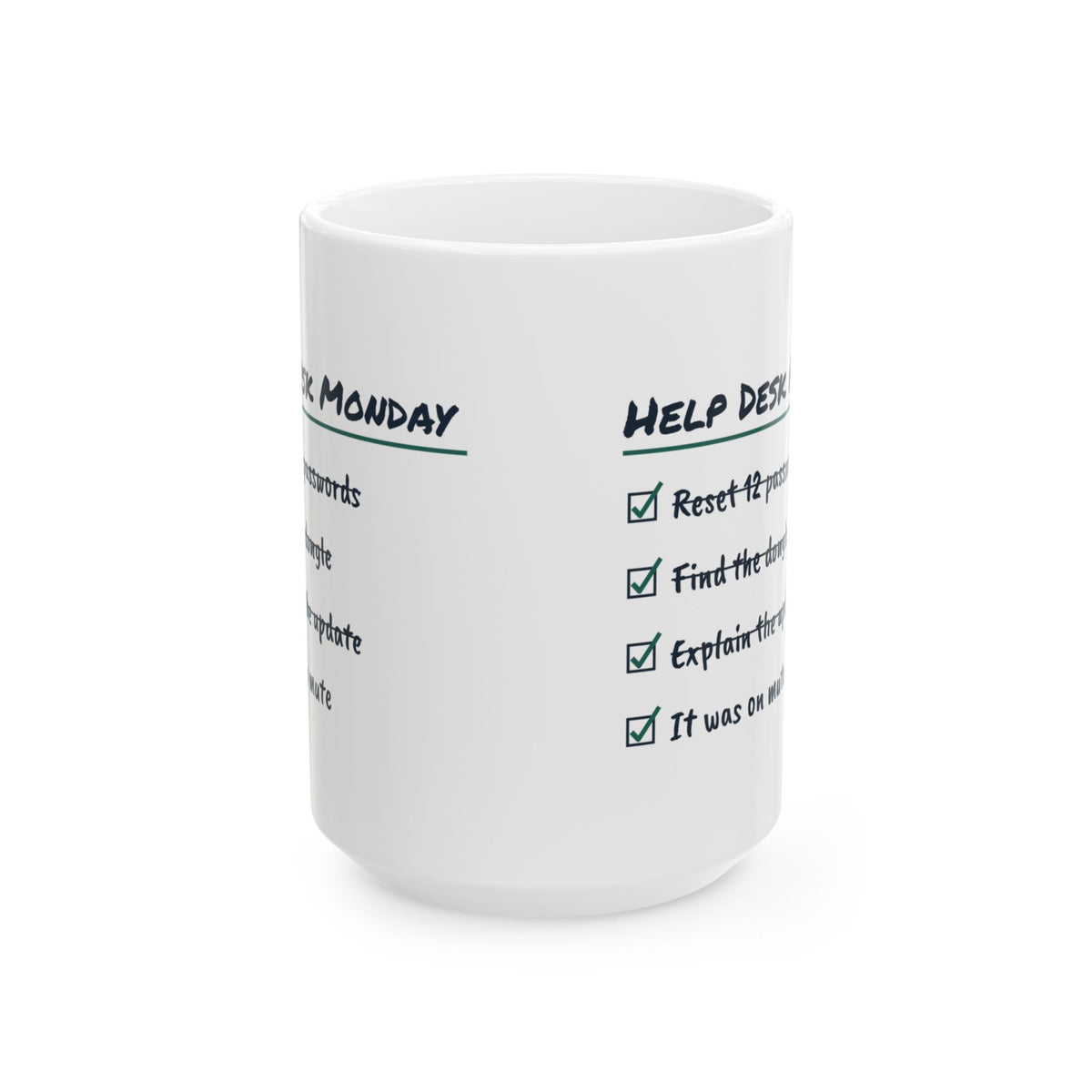 Funny IT Support Coffee Mug Help Desk Monday It Was On Mute