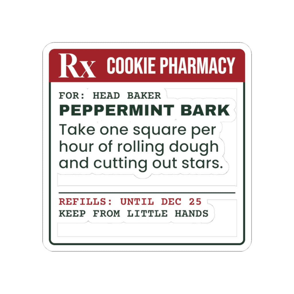 Funny Christmas Baker Sticker Peppermint Bark Prescription Label