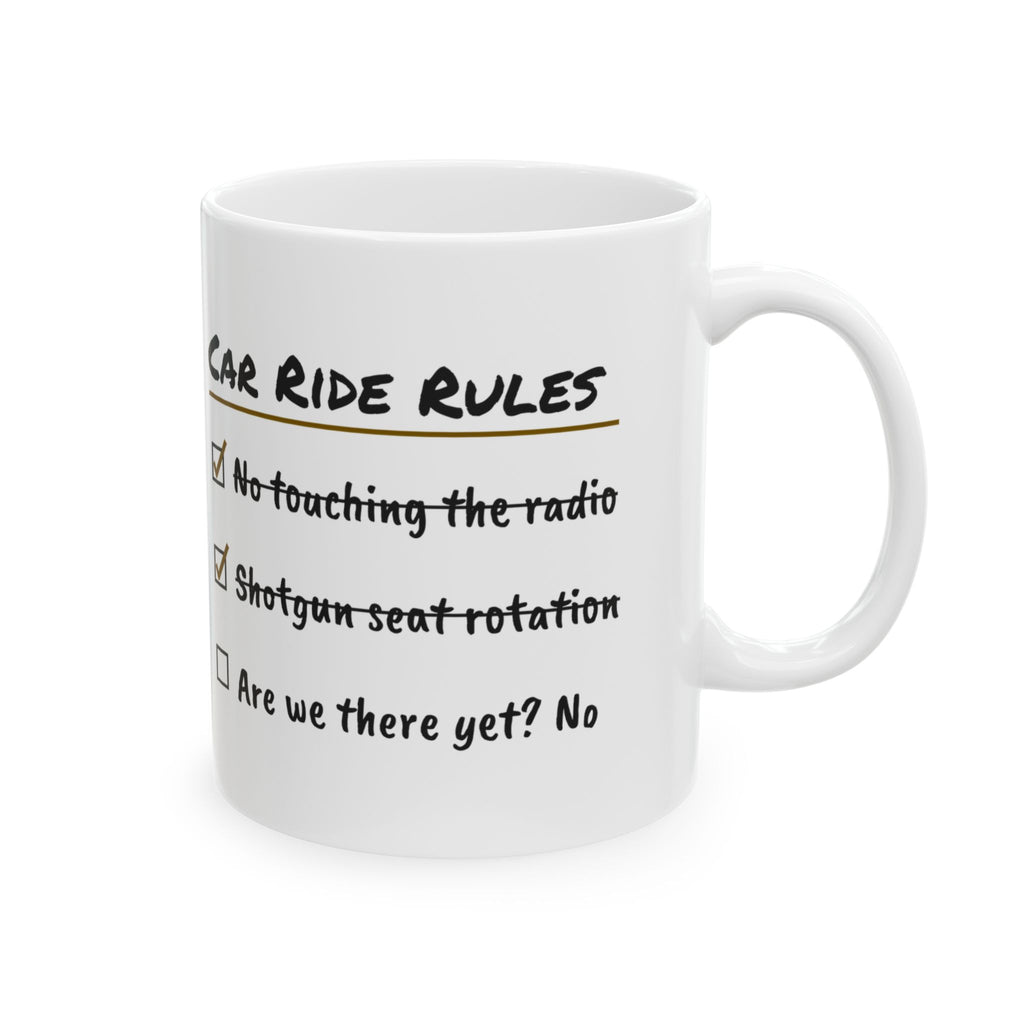Funny Dad Coffee Mug Car Ride Rules For Dad Kids
