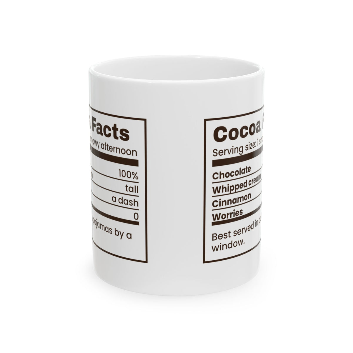 Hot Cocoa Coffee Mug Cocoa Facts Nutrition Label Worries Zero