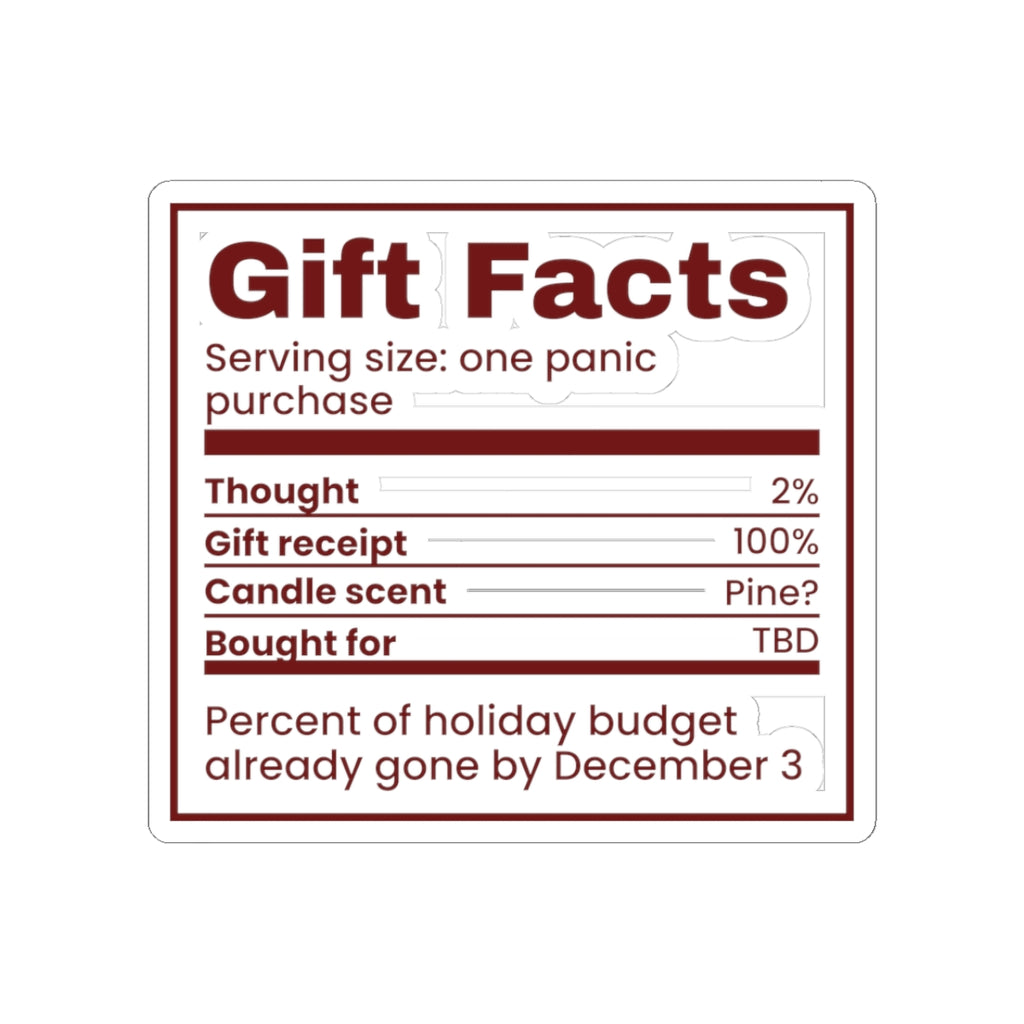 Funny Christmas Sticker Gift Facts Bought For TBD For Shoppers