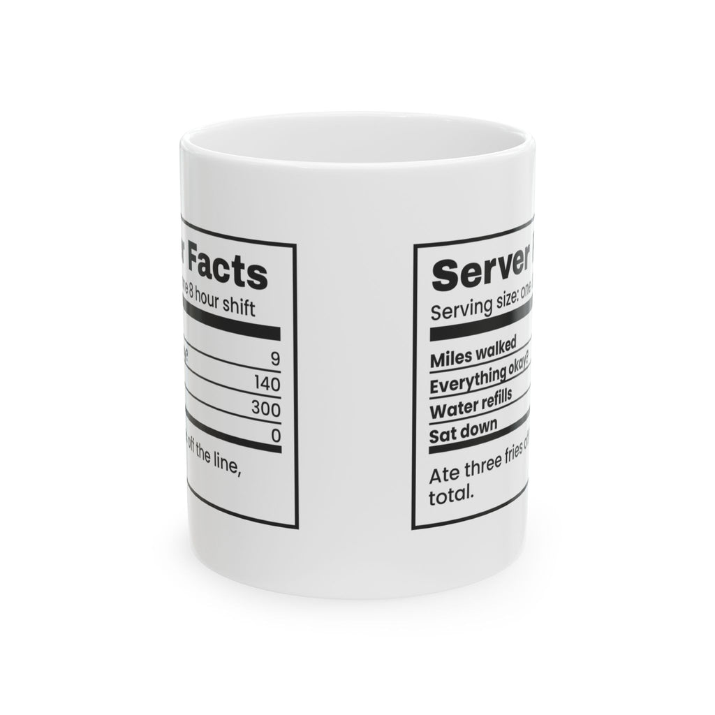 Funny Waitress Coffee Mug Server Facts Nutrition Label