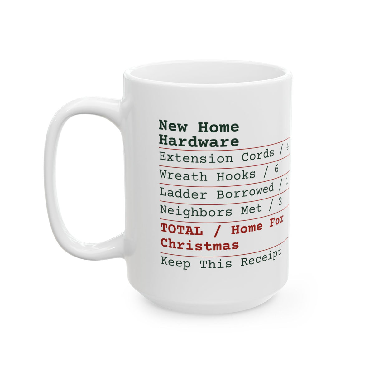 Funny New Home Christmas Coffee Mug Hardware Receipt For Homeowners