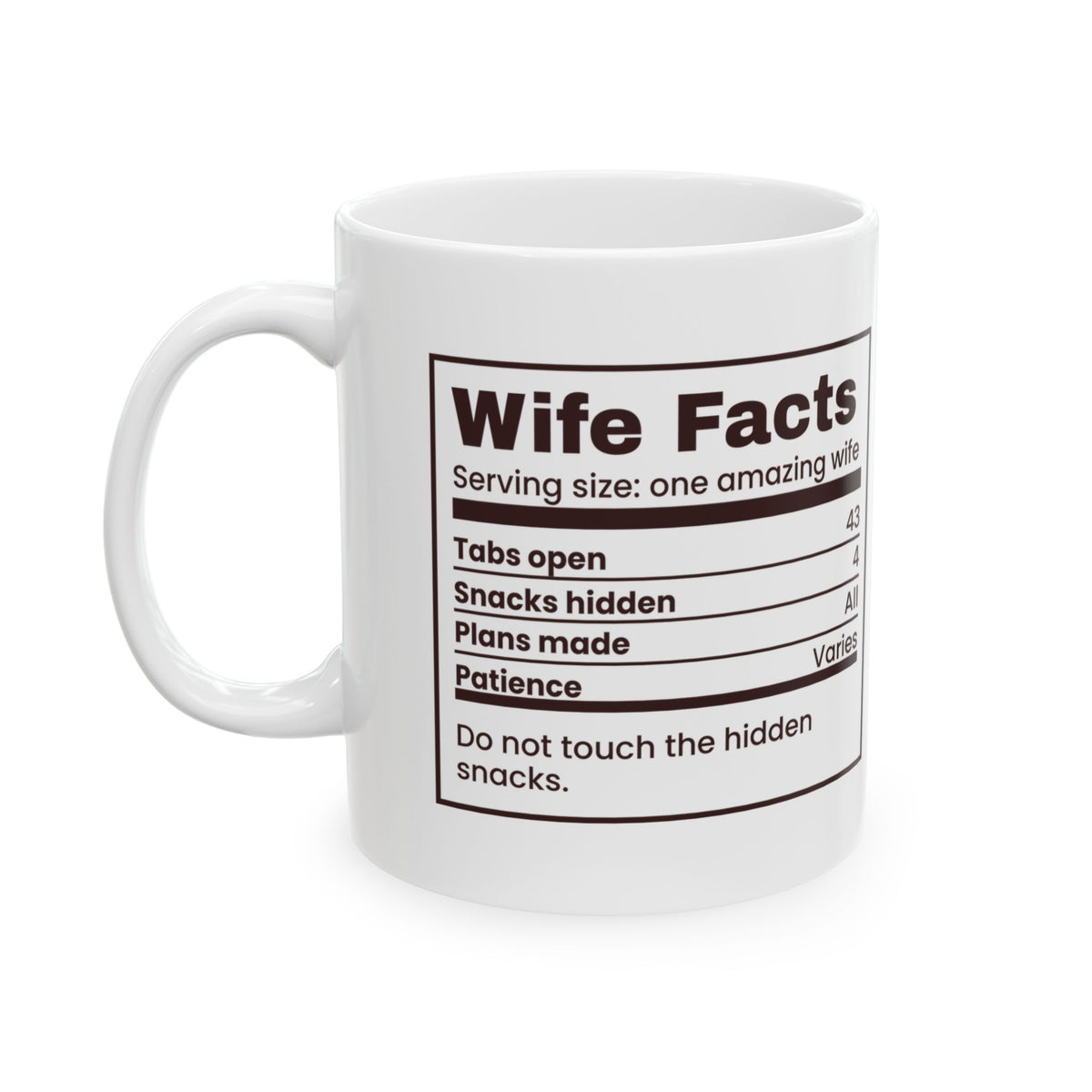 Funny Wife Coffee Mug Wife Facts Nutrition Label