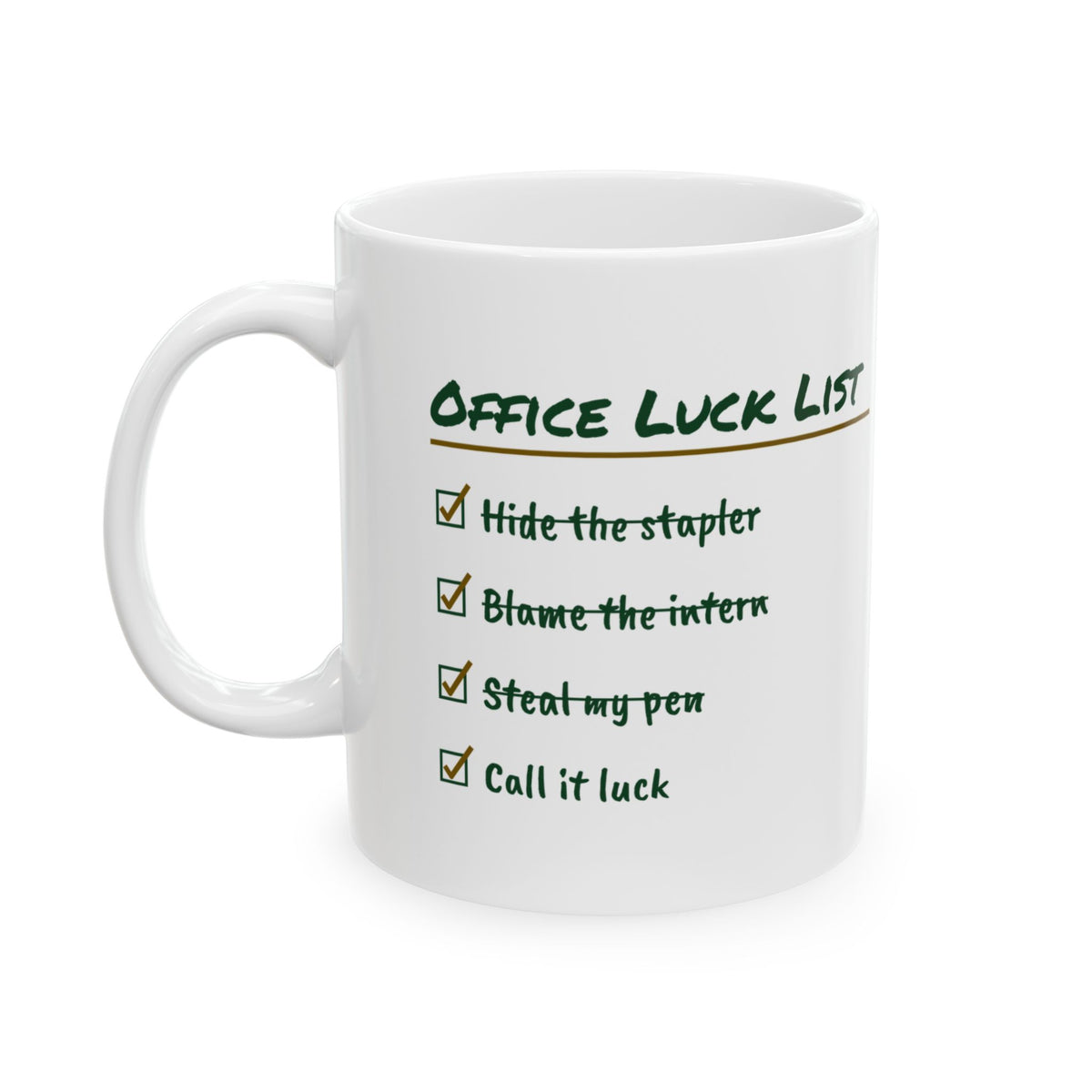 Office Luck List Checklist Mug Coworker