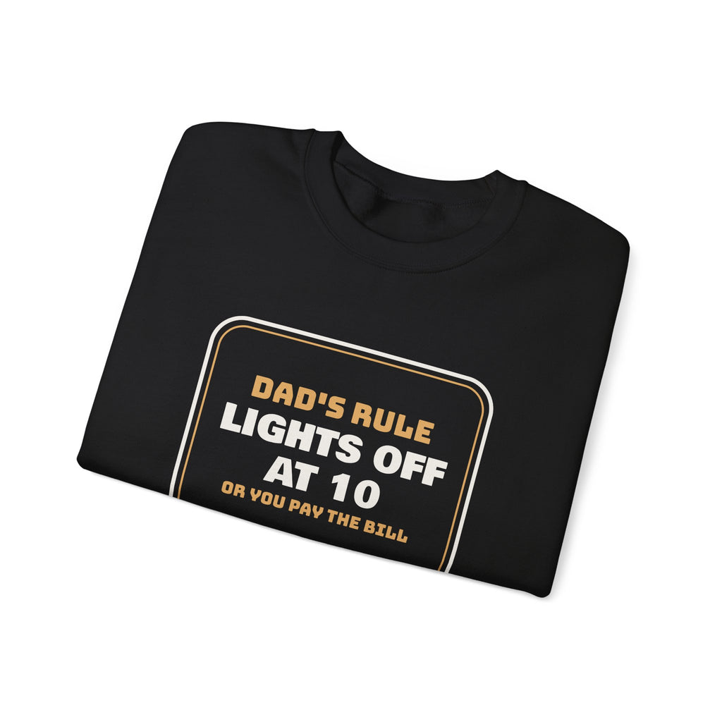Funny Christmas Dad Sweatshirt Lights Off At 10 Or Pay The Bill