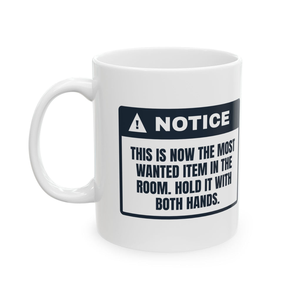 Funny White Elephant Coffee Mug Hold With Both Hands Notice