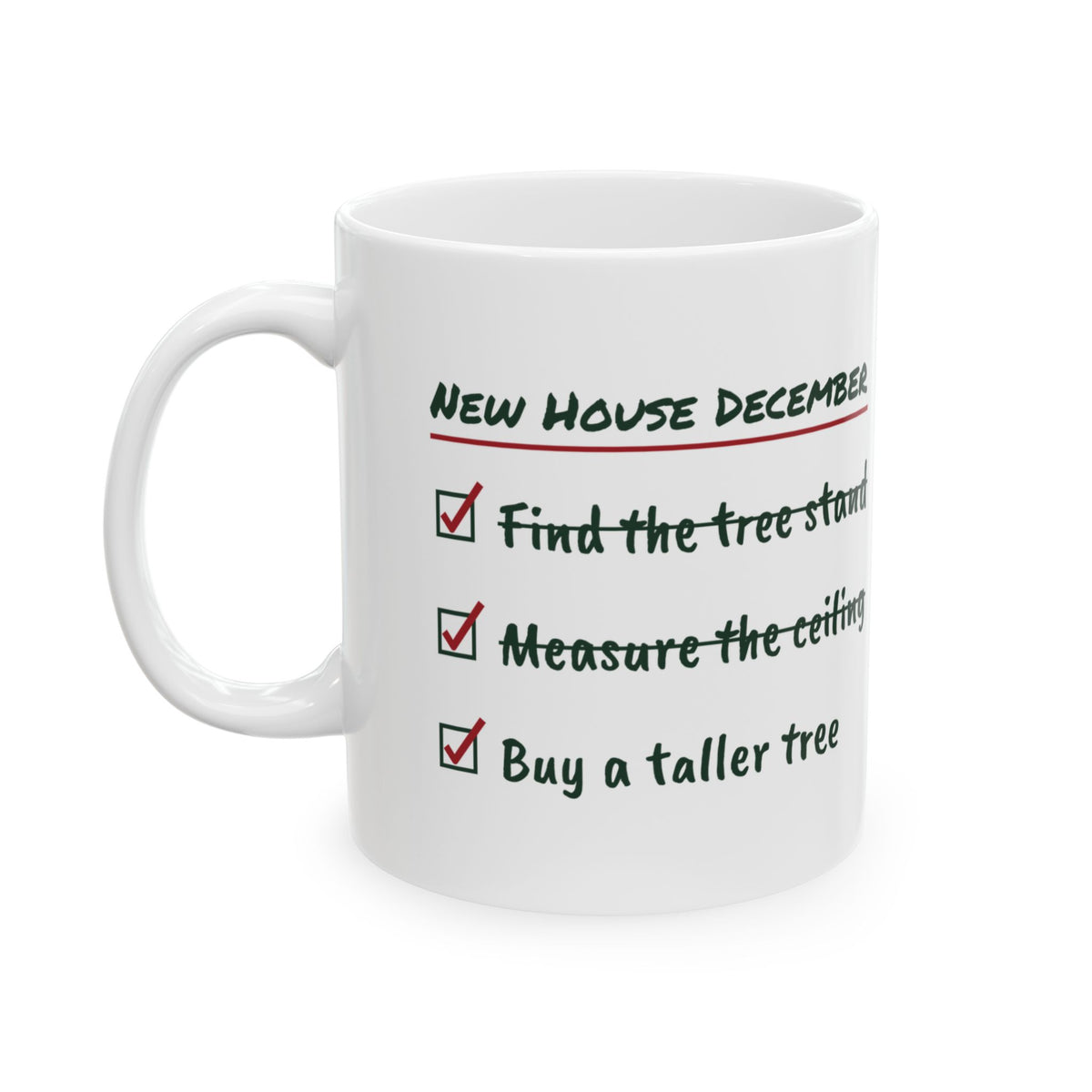 Funny New Home Christmas Coffee Mug Measure The Ceiling Checklist