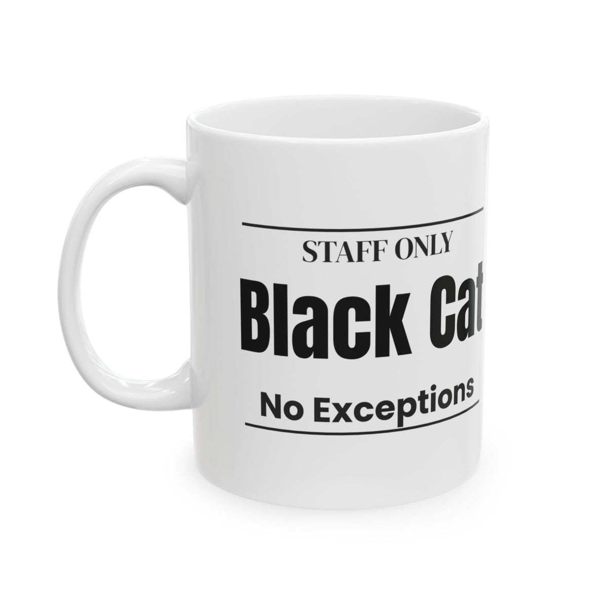 Staff Only Black Cat Coffee Mug Halloween