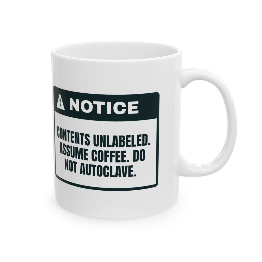 Funny Lab Coffee Mug Contents Unlabeled Do Not Autoclave