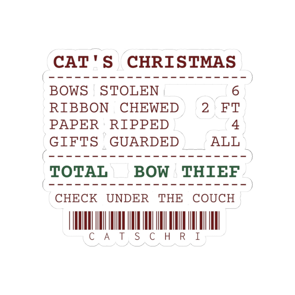 Funny Christmas Cat Sticker Bows Stolen Receipt For Cat Owners