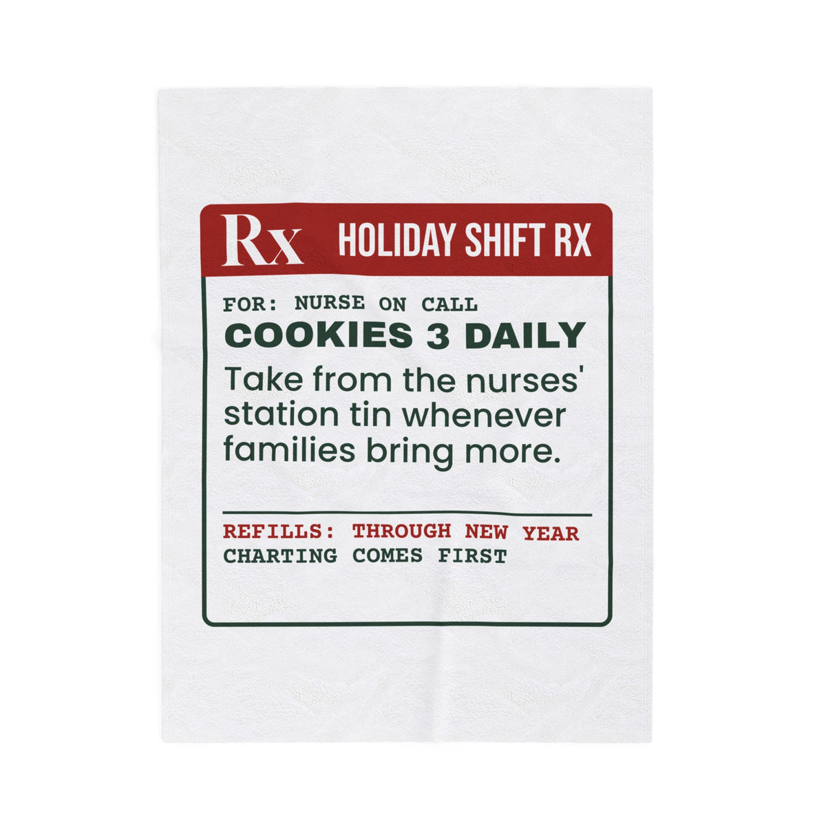 Funny Nurse Christmas Throw Blanket Cookies 3 Daily Prescription