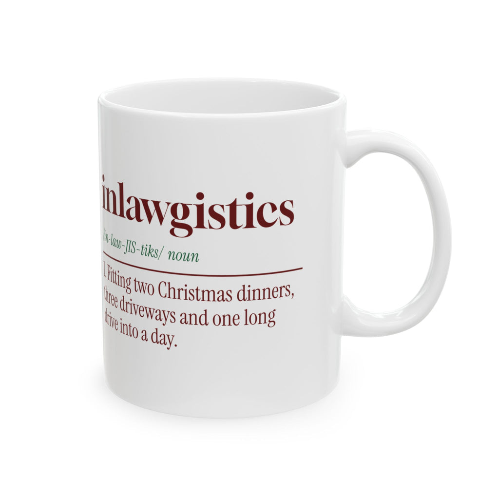 Funny Christmas In-Laws Coffee Mug Inlawgistics Dictionary Definition