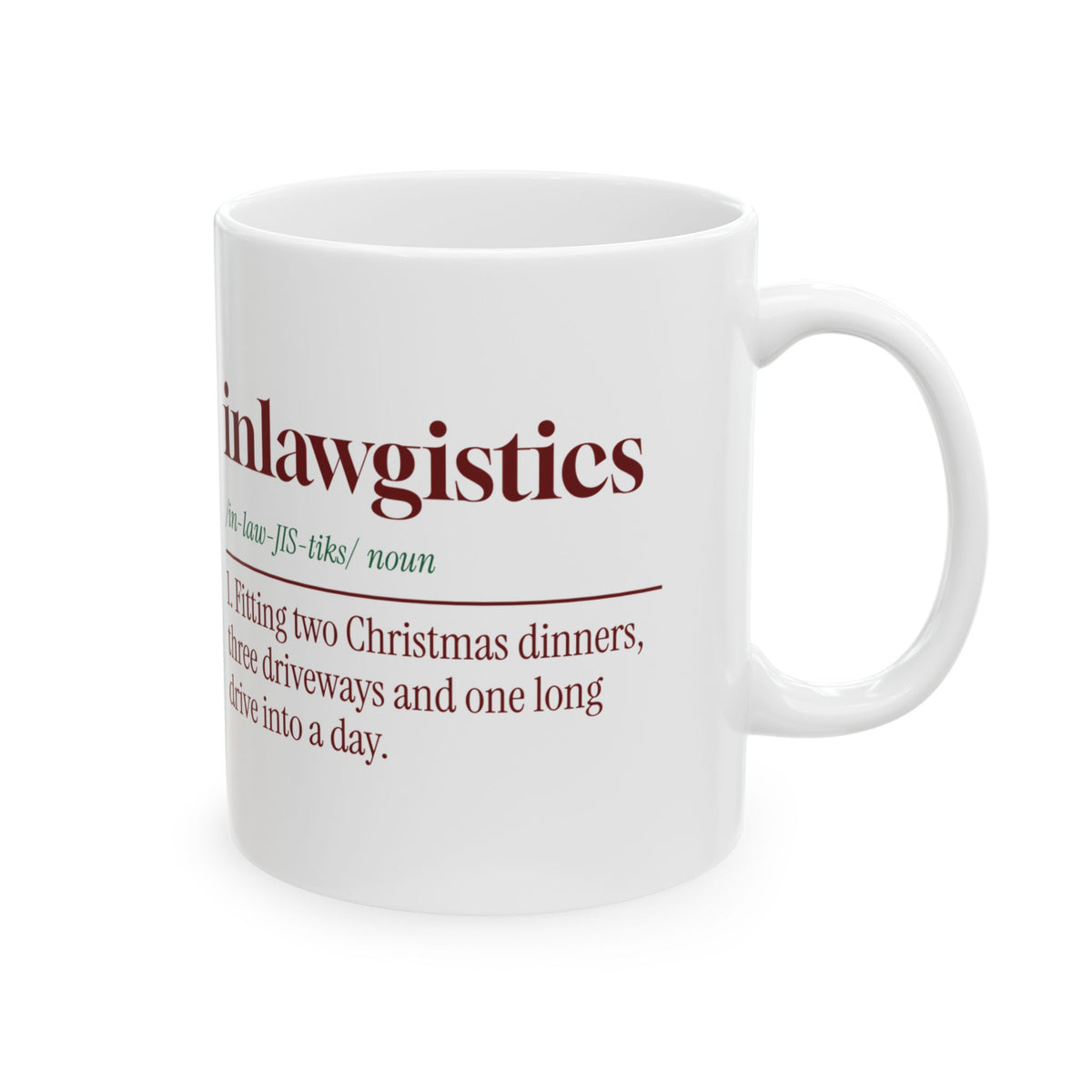 Funny Christmas In-Laws Coffee Mug Inlawgistics Dictionary Definition