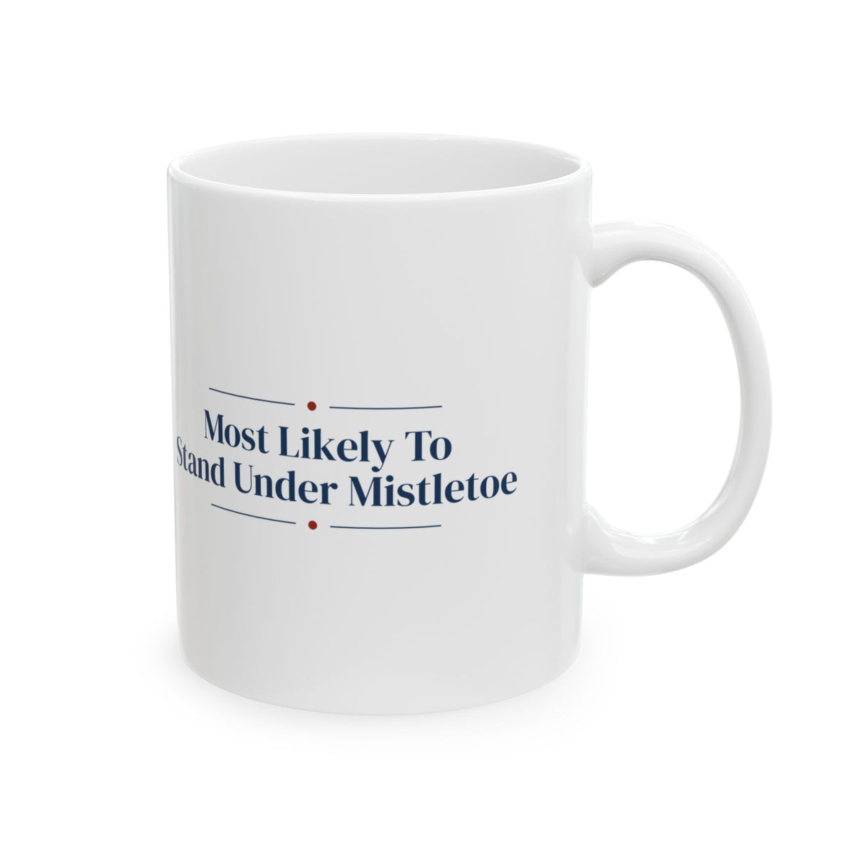Funny Christmas Couples Coffee Mug Most Likely To Stand Under Mistletoe