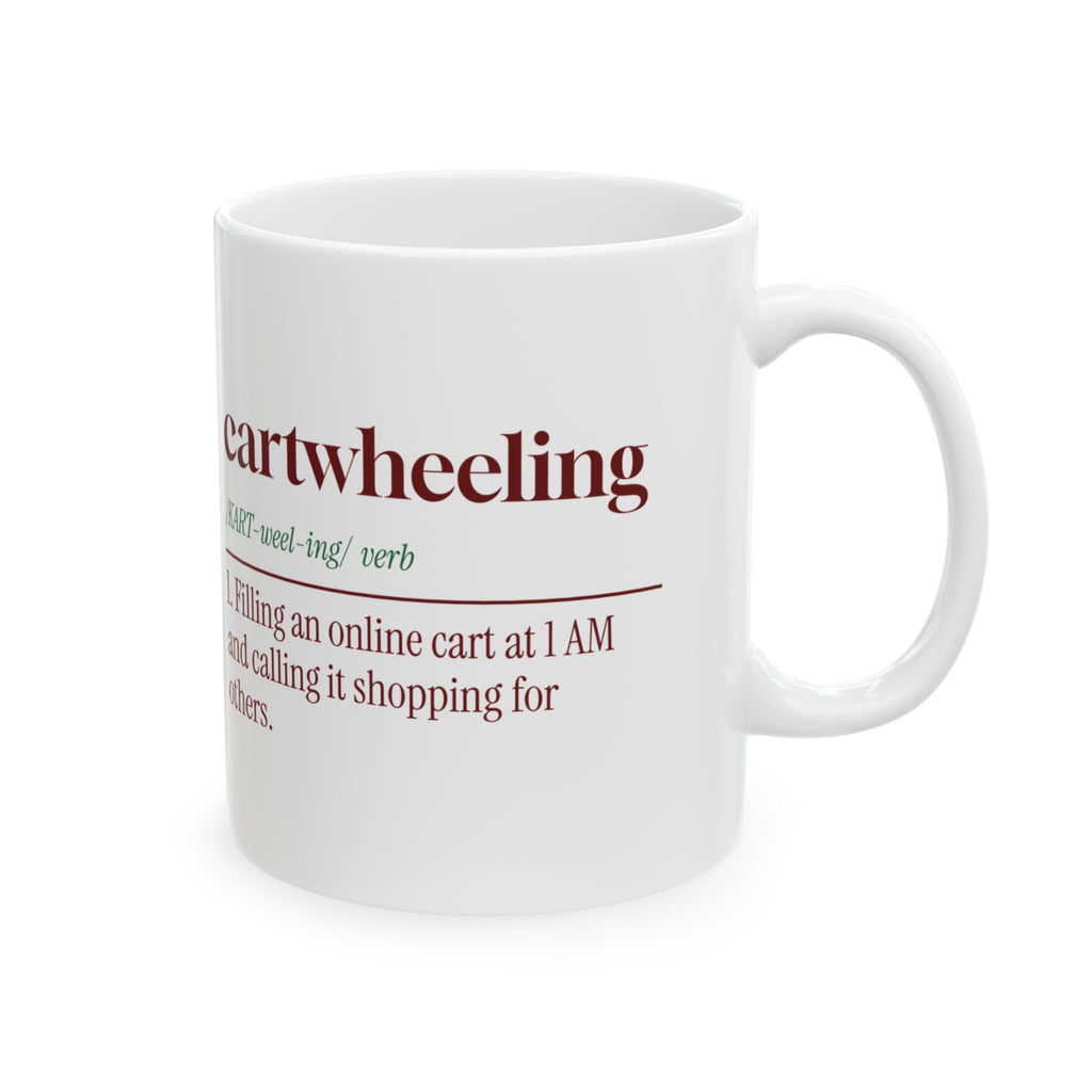 Funny Christmas Shopping Coffee Mug Cartwheeling Dictionary Definition