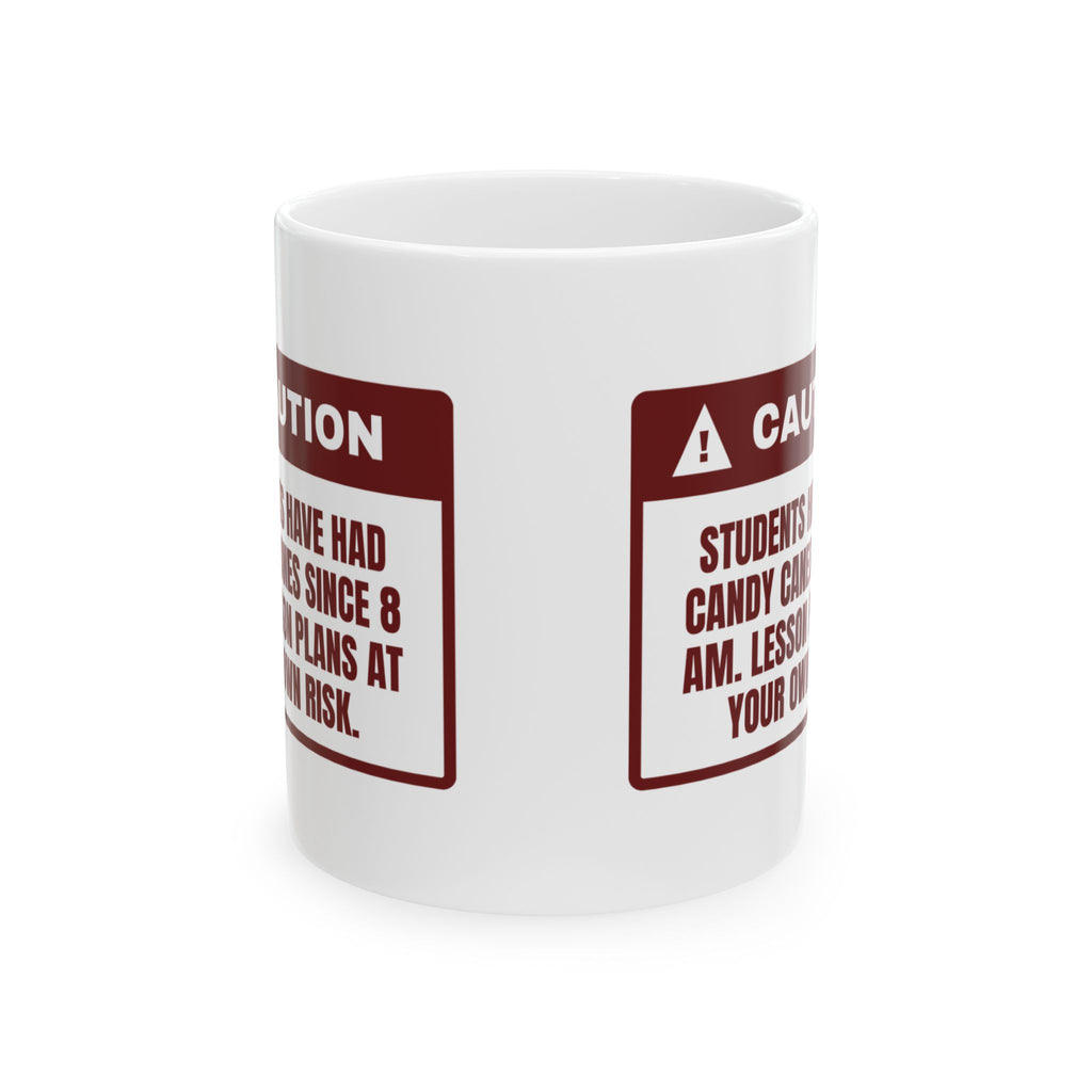 Funny Christmas Teacher Coffee Mug Candy Canes Since 8 AM Warning