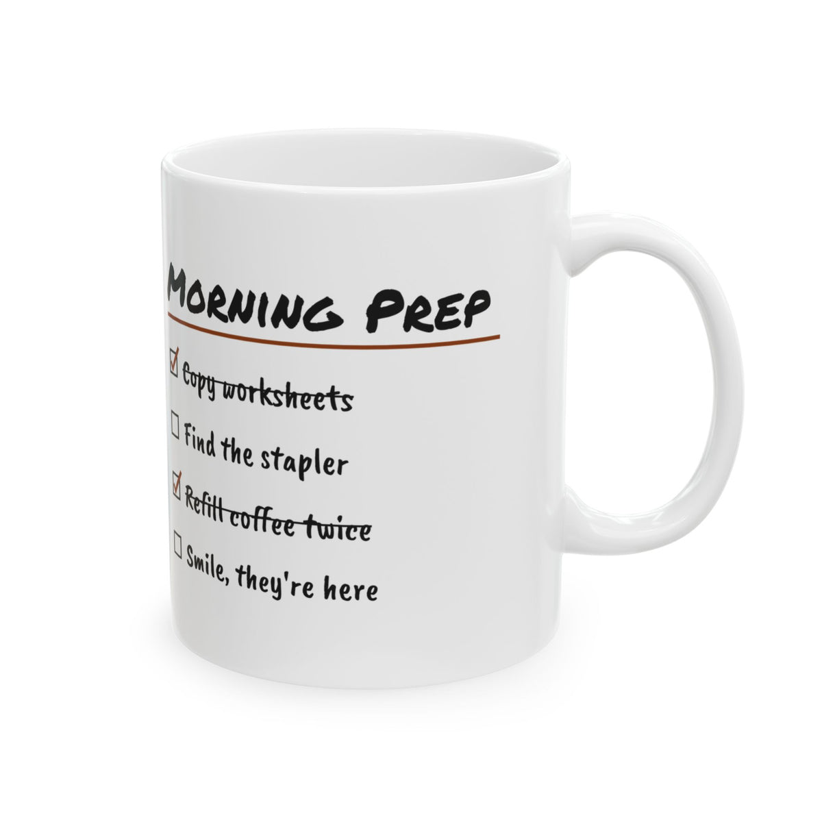 Funny Teacher Coffee Mug Morning Prep Checklist For Teachers