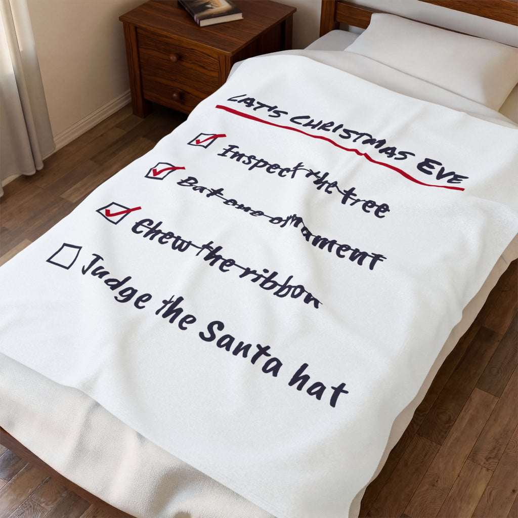 Funny Christmas Cat Throw Blanket Cat's Christmas Eve Checklist