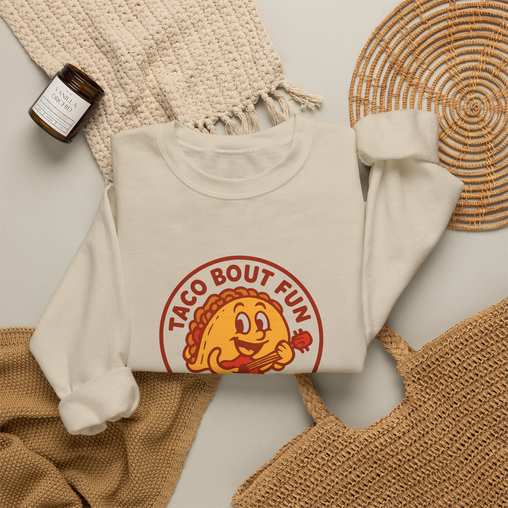 Taco Bout Fun Funny Retro Taco Pun Sweatshirt