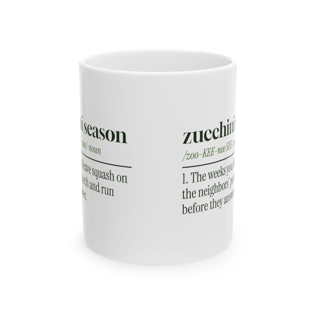 Funny Gardening Coffee Mug Zucchini Season Dictionary Definition
