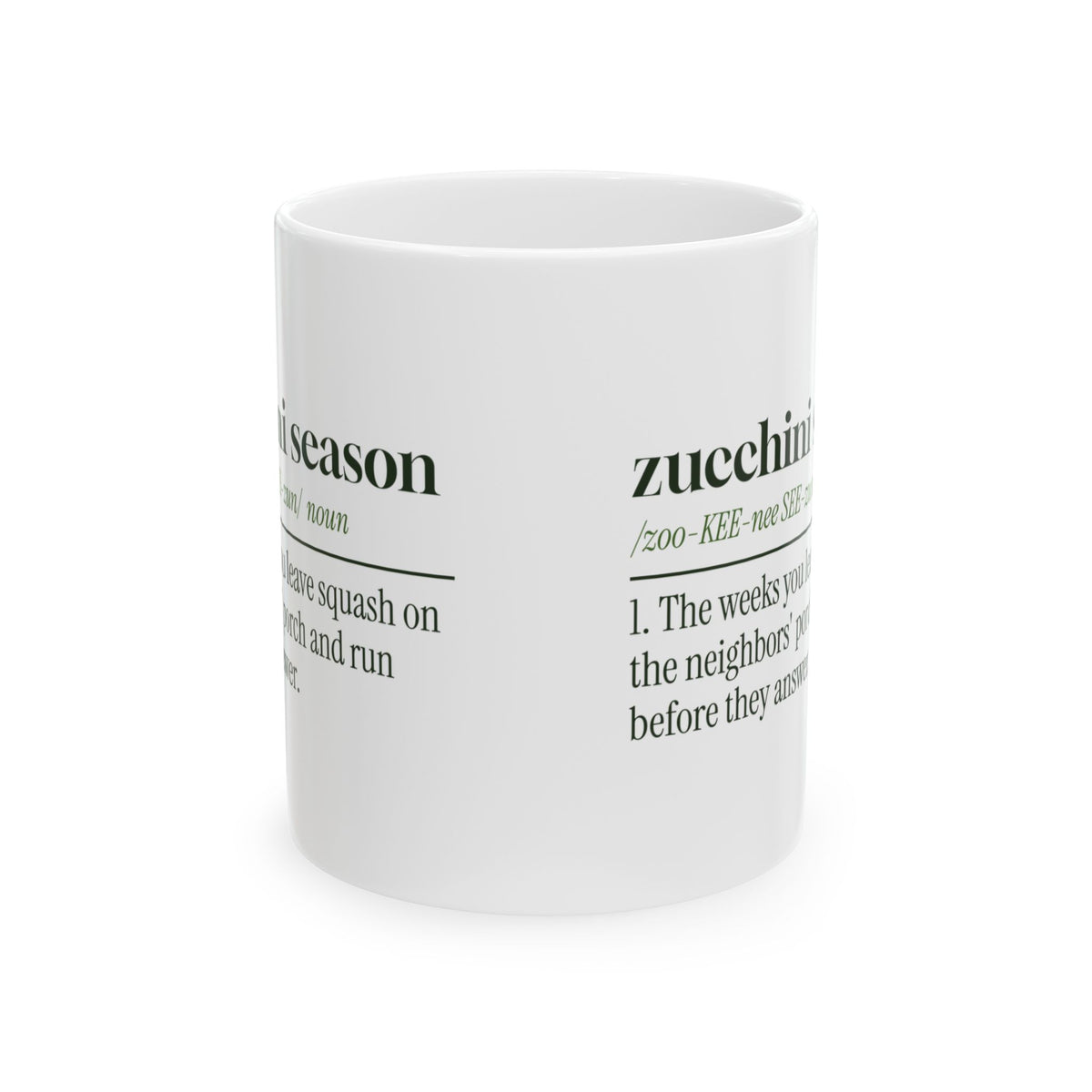 Funny Gardening Coffee Mug Zucchini Season Dictionary Definition