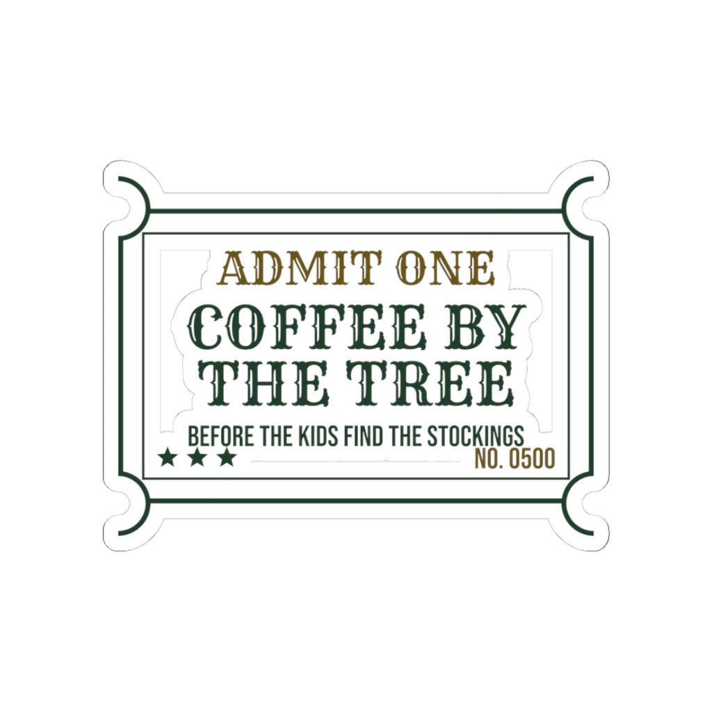 Christmas Sticker Coffee By The Tree Lights On House Quiet