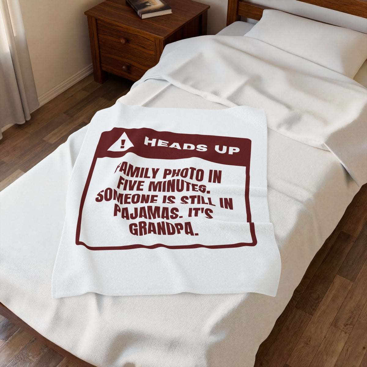 Funny Family Christmas Throw Blanket Family Photo Grandpa Still In Pajamas
