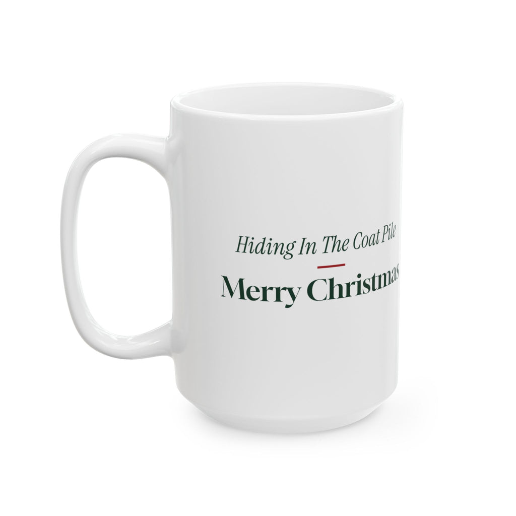 Funny Introvert Christmas Coffee Mug Hiding In The Coat Pile