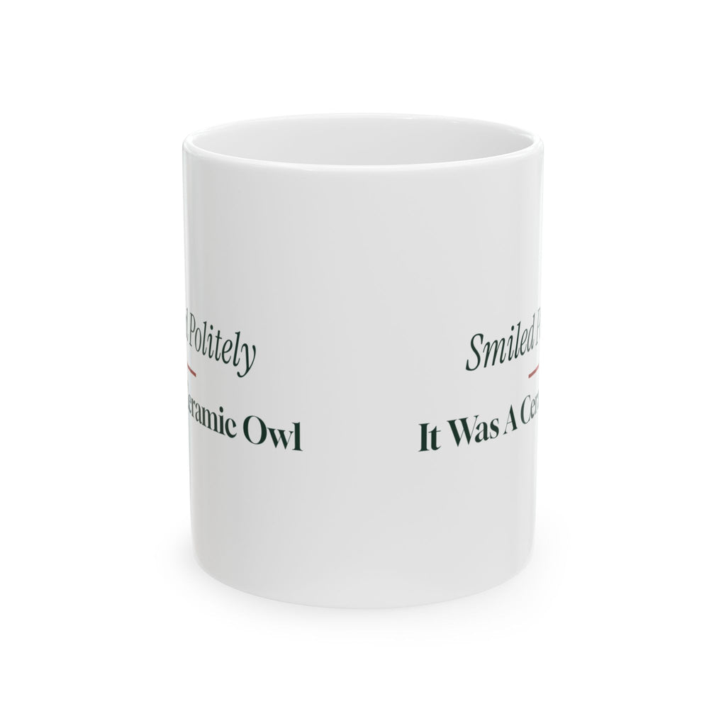 Funny White Elephant Coffee Mug Smiled Politely It Was A Ceramic Owl