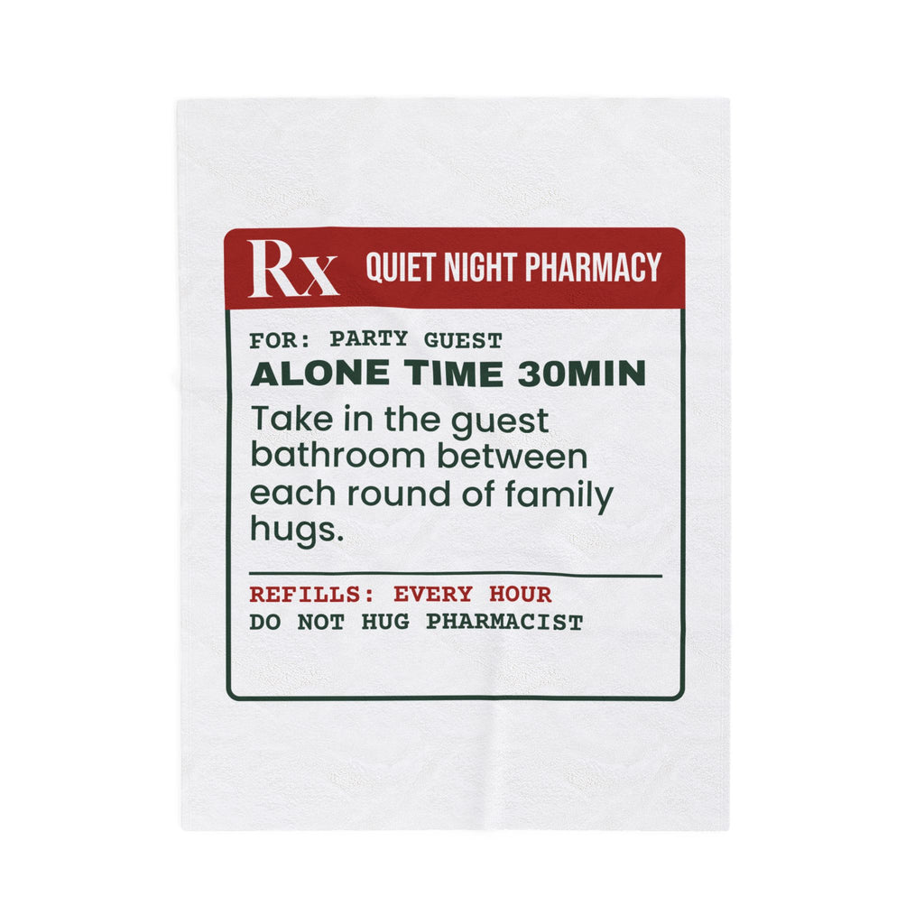 Funny Introvert Christmas Throw Blanket Alone Time Prescription Label