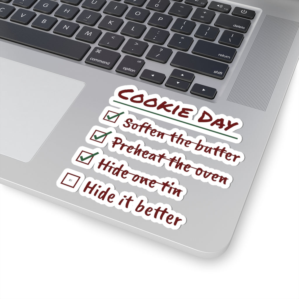 Funny Christmas Cookie Baking Sticker Hide One Tin Checklist