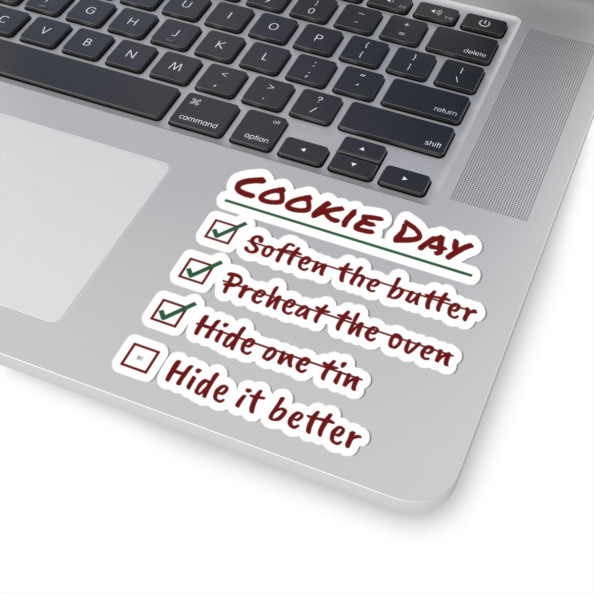 Funny Christmas Cookie Baking Sticker Hide One Tin Checklist