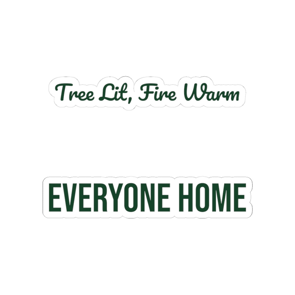 Christmas Sticker Tree Lit Fire Warm Everyone Home Cozy Design