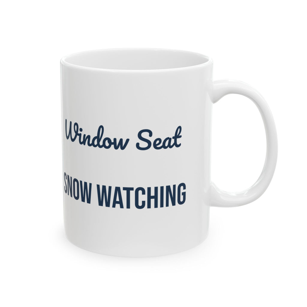 Cozy Winter Coffee Mug Window Seat Snow Watching