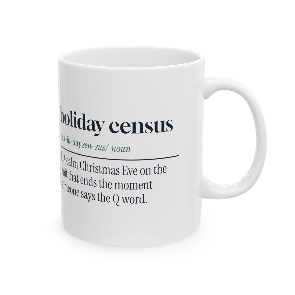 Funny Christmas Nurse Coffee Mug Holiday Census Definition
