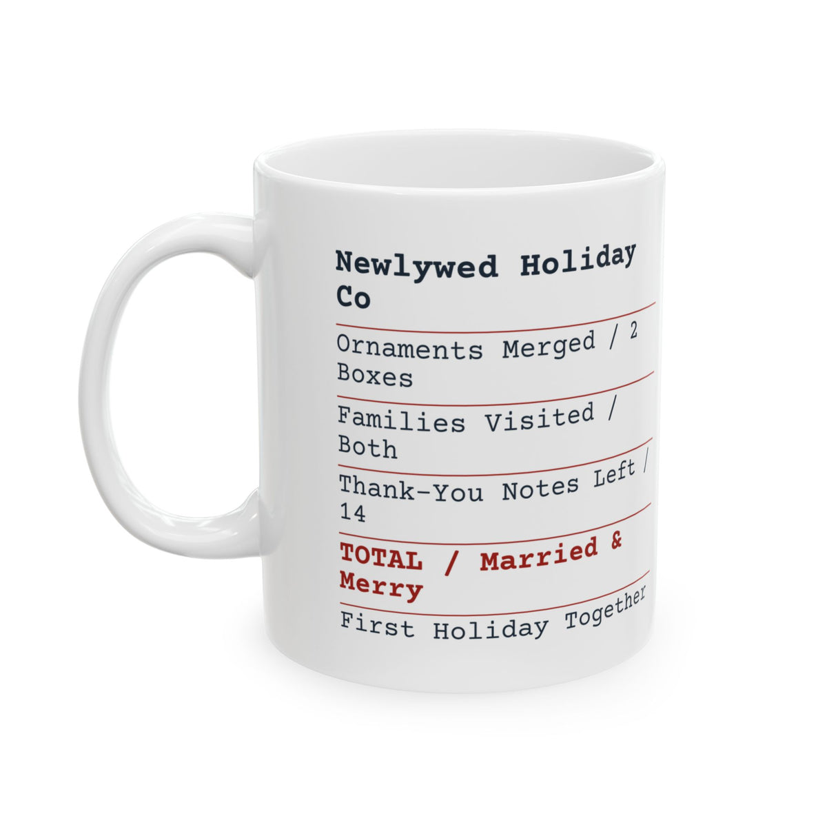 Funny Christmas Coffee Mug Married And Merry Newlywed Receipt