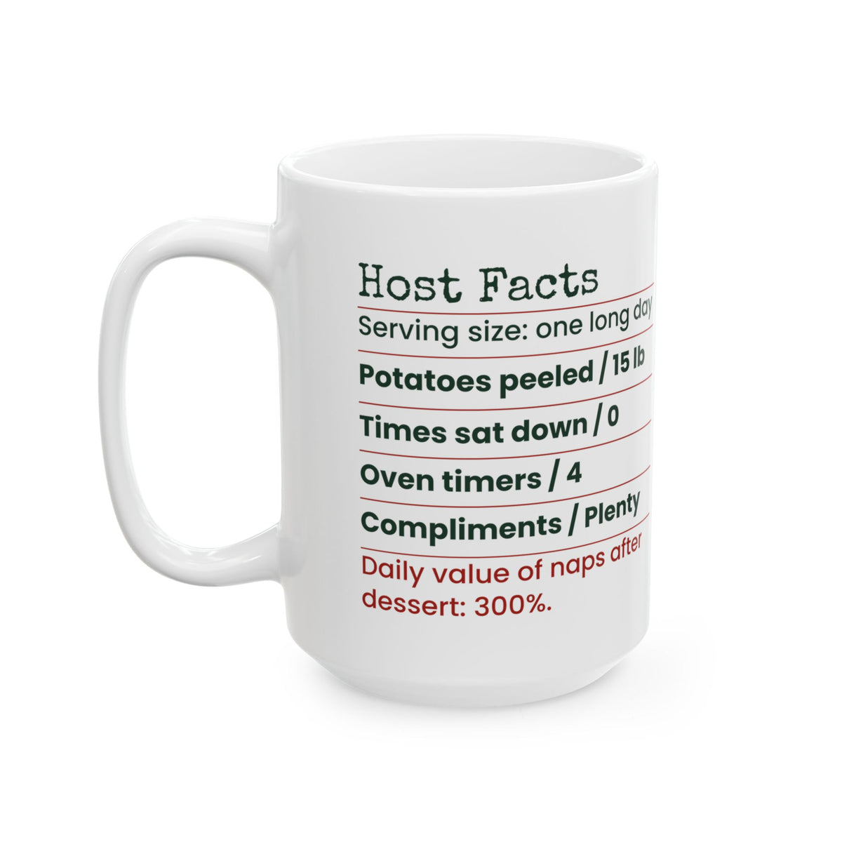 Funny Christmas Hosting Coffee Mug Host Facts Label For The Host