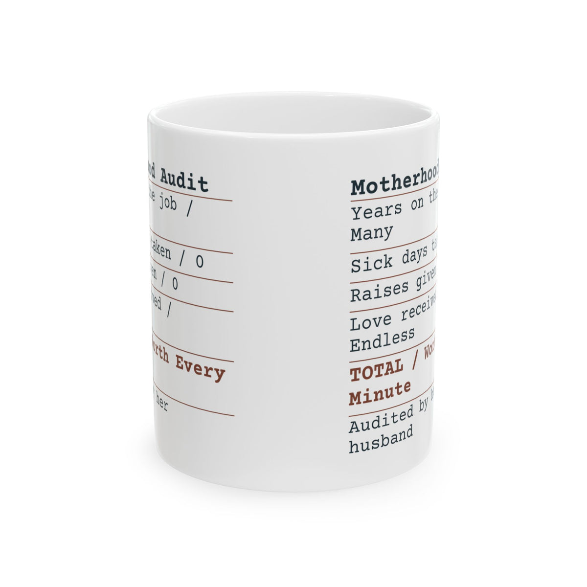 Funny Wife Coffee Mug Motherhood Audit Receipt For Wife