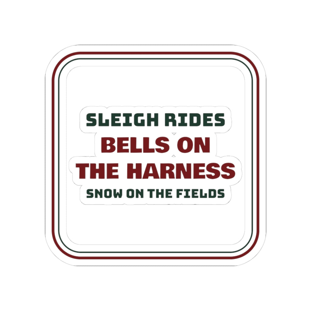 Christmas Sticker Sleigh Rides Bells On The Harness Vintage Sign