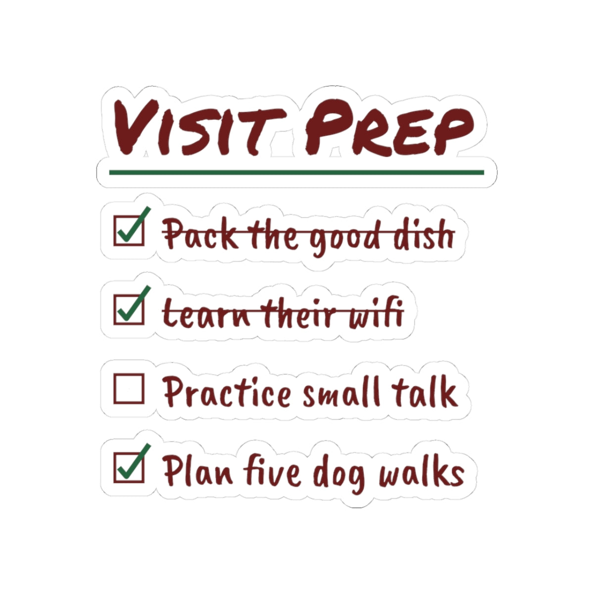 Funny Christmas In-Laws Sticker Plan Five Dog Walks Checklist