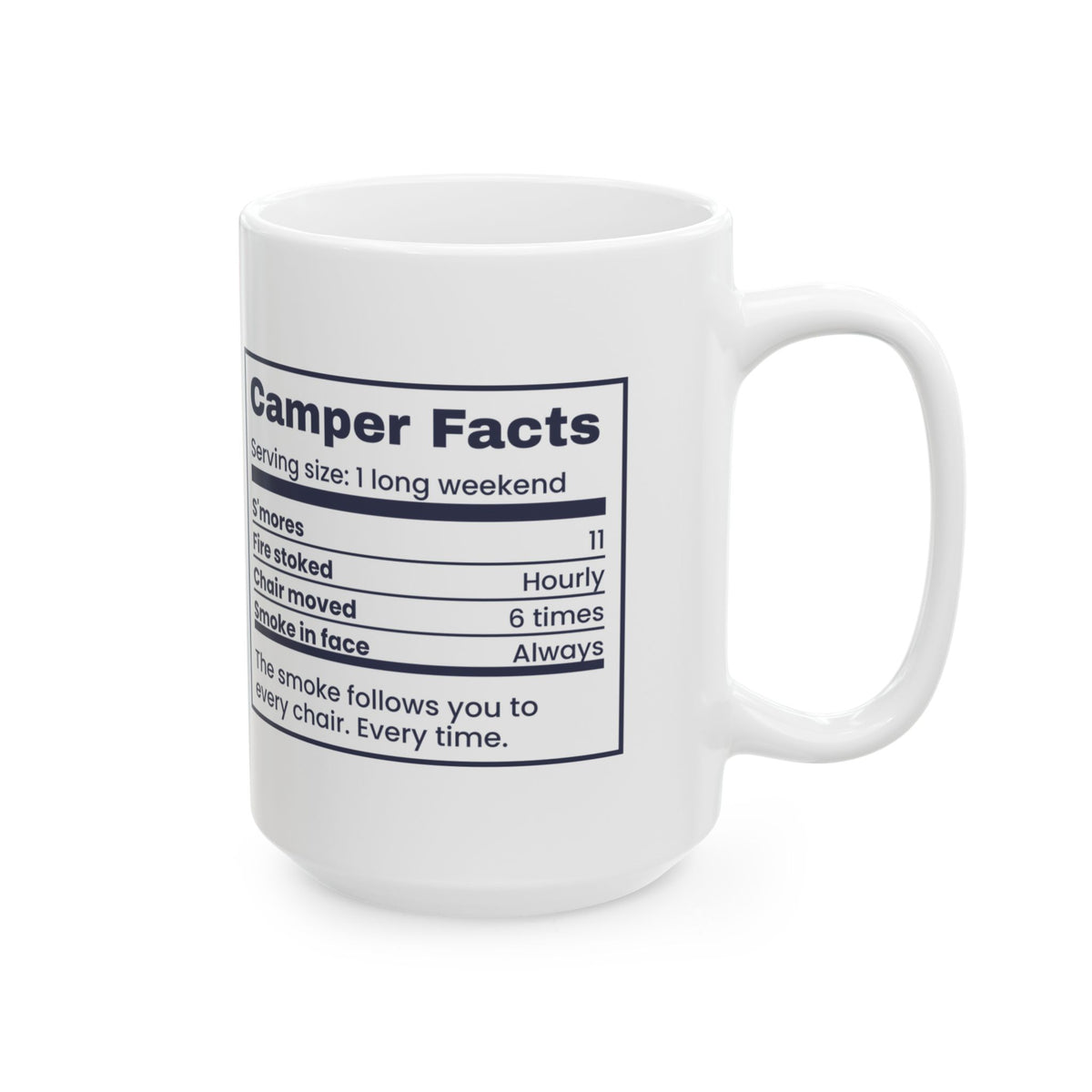 Funny Camping Coffee Mug Camper Facts Smoke In Face Always