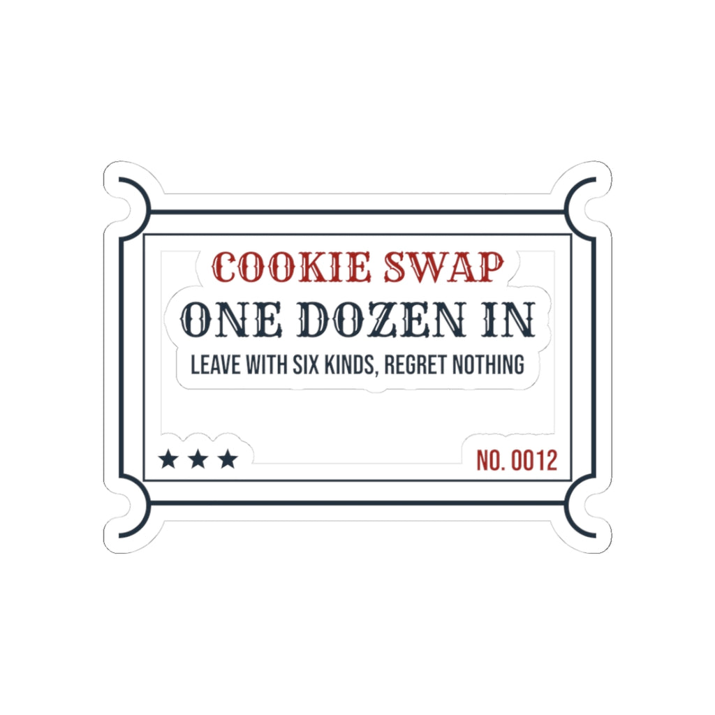 Funny Christmas Cookie Swap Sticker One Dozen In Ticket