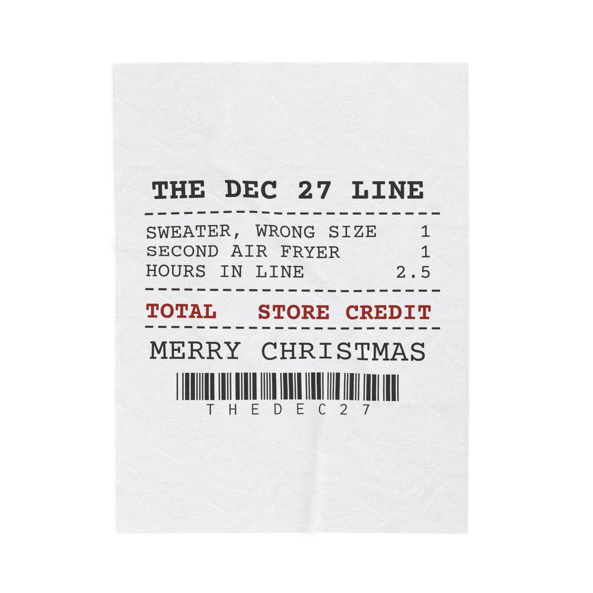 Funny Christmas Throw Blanket Exchange Desk Receipt Store Credit